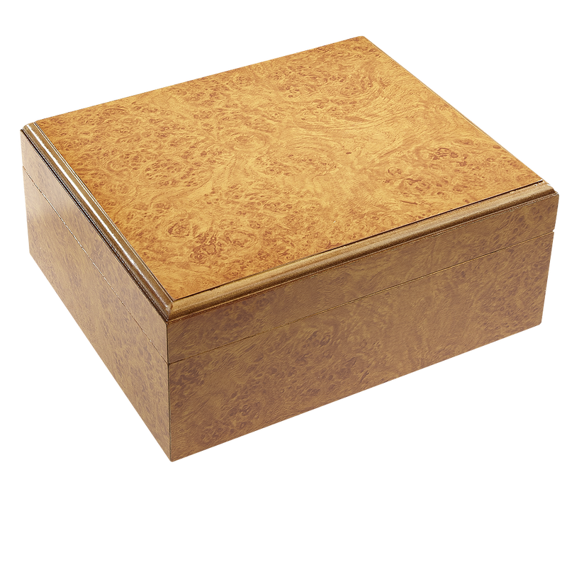 Maestro Humidor in Burl Wood with Accents for 50 Cigars