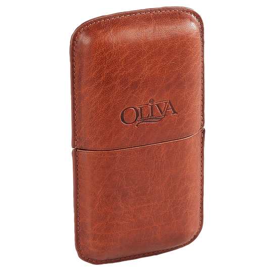 Olive Leather Cigar Holder for 3 Cigars