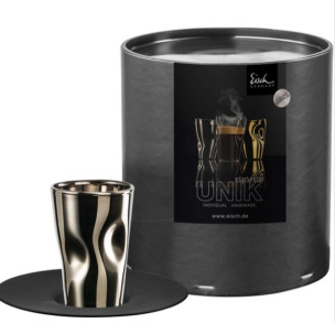 Cigarro Entre Humos Espresso glass Unik platinum with saucer in gift tube