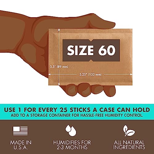 Boveda 69% Two-Way Humidity Control Packs For Plastic and Wood Containers Size 60 – 4 Pack – Moisture Absorbers – Humidifier Packs – Hydration Packets in Resealable Bag