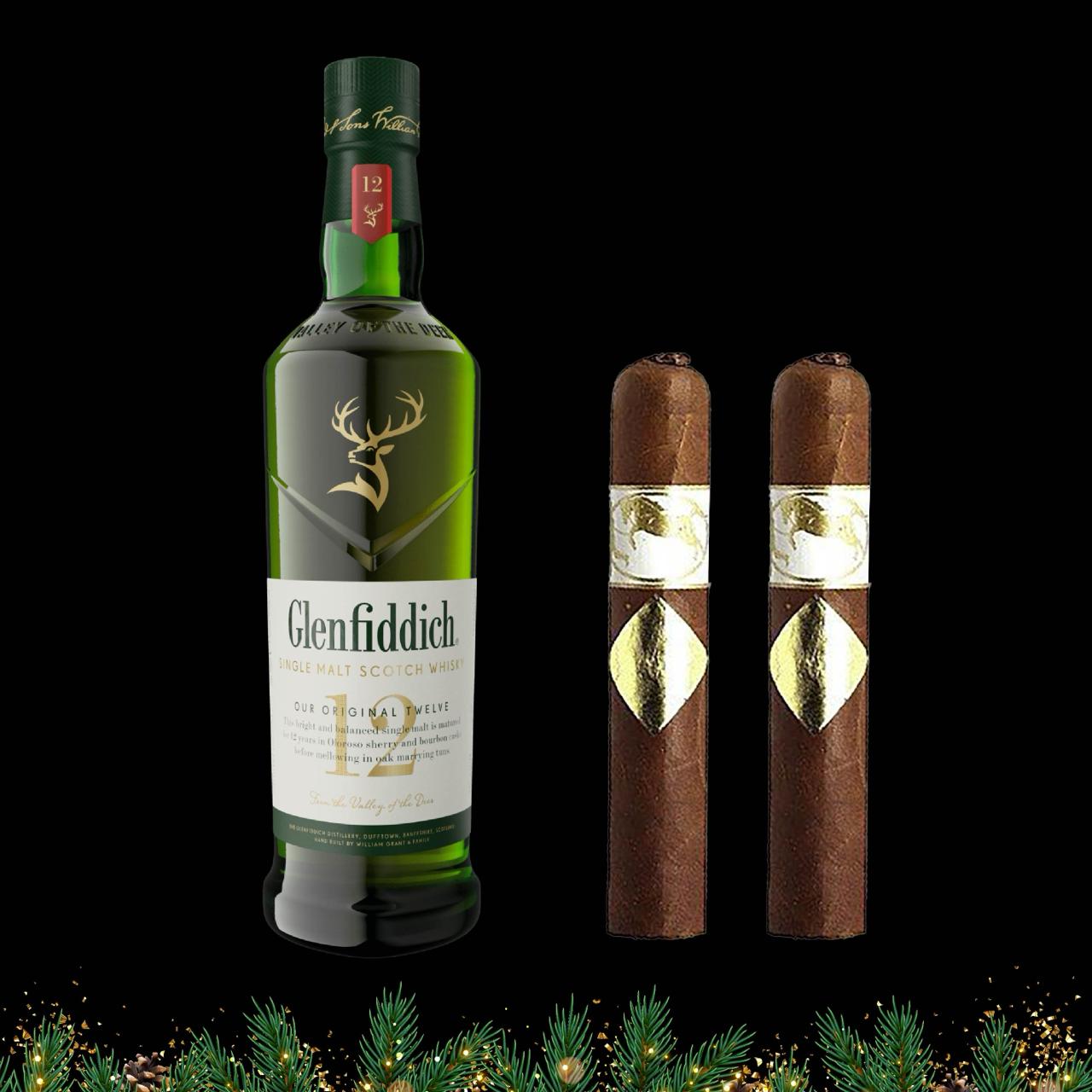 Combo #2 Glenfiddich 12 Años 750 ml y Cavalier White Label Elegantes