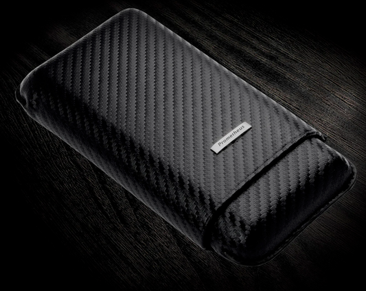 Prometheus Carbon Fiber 3-Cigar Leather Case