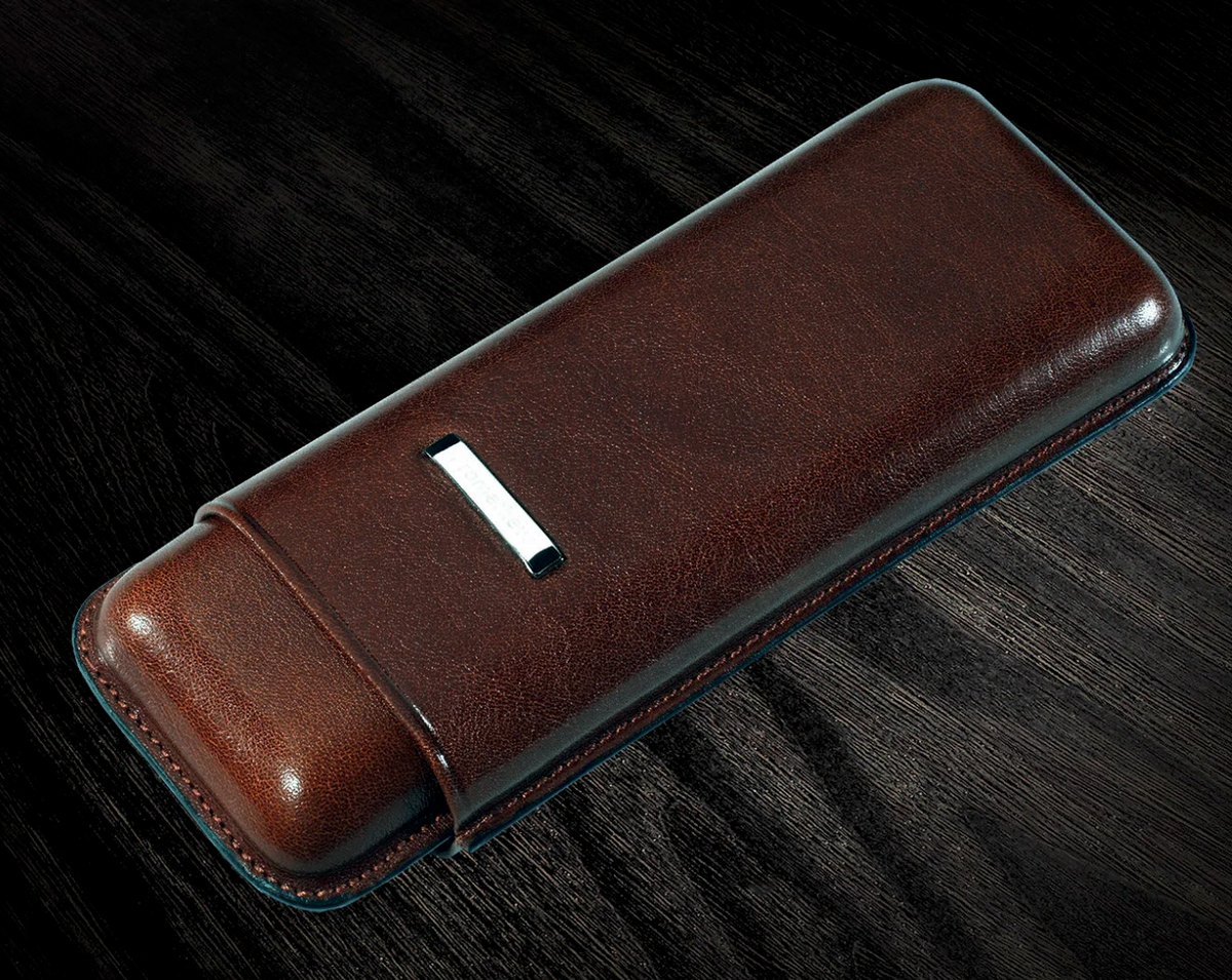 Prometheus Brown Leather Cigar Case – 2 Cigars